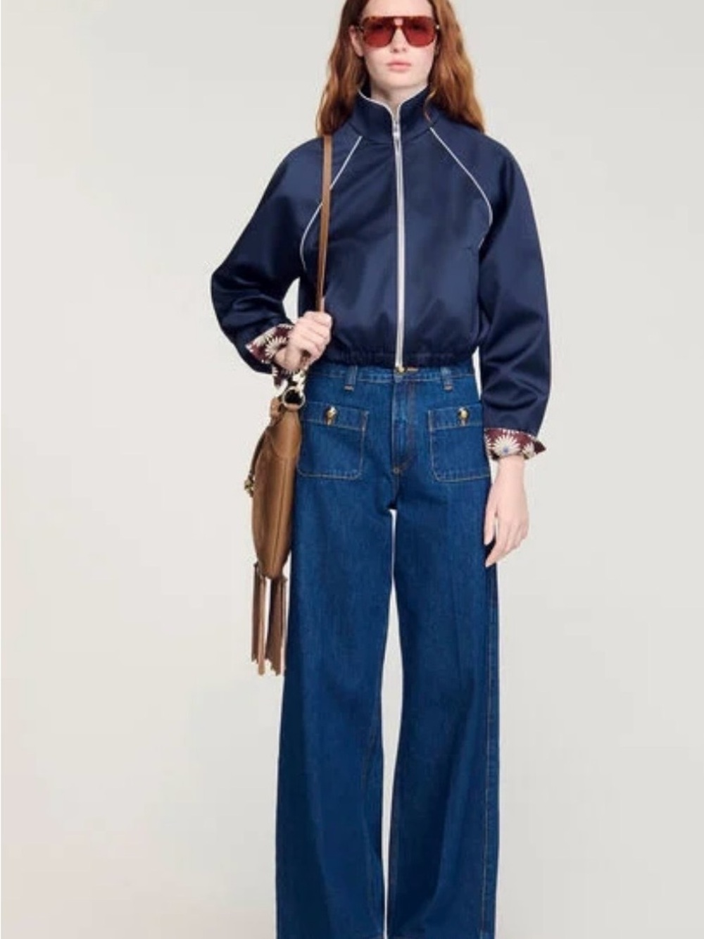Sandro Wide-Leg Dark Blue Jeans